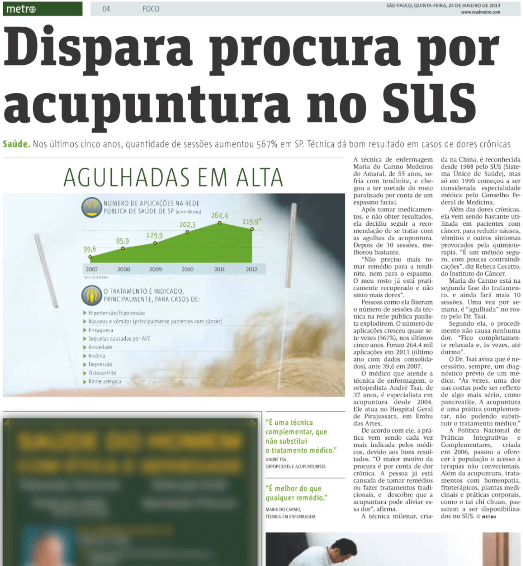 reportagem jornal metro acupuntura SUS