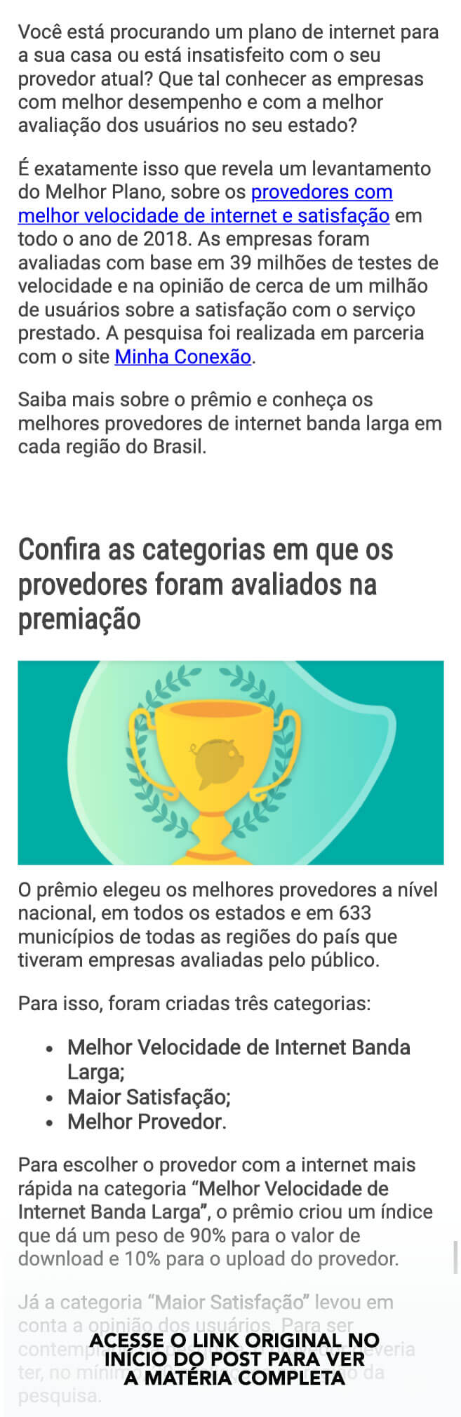 melhores provedores de internet melhor plano 2018